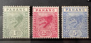 MALAYA PAHANG 1891 -95 Tiger 3V MH SG#11-13 M6637