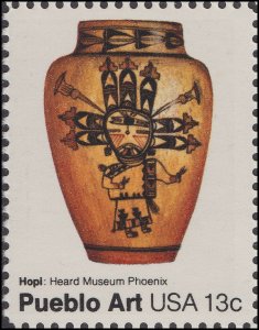 US 1708 Pueblo Pottery Art Hopi Pot 13c single (1 stamp) MNH 1977