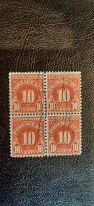 US Scott # j84; used 10c postage due from 1931; block of 4; VF centering