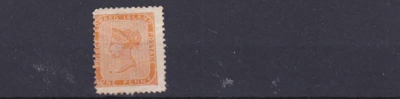 PRINCE EDWARD IS 1862 - 69  S G 9  1D YELLOW ORANGE MH HAS CREASE & SMALL THIN