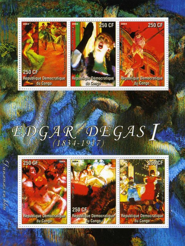 Congo RD 2004 EDGAR DEGAS Paintings Sheet Perforated Mint (NH)