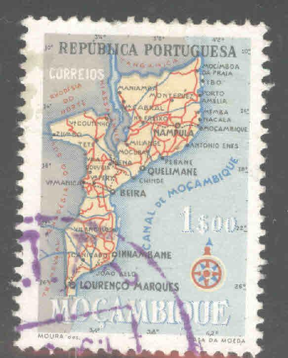Mozambique Scott 390 Used map stamp