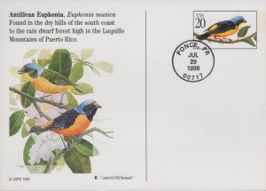 Set of 4 Fleetwood Printed Cachet FDCs for the 1998 Tropical Birds Postal Cards
