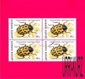 ROMANIA 1996 Fauna Insect Spotted Willow Leaf Beetle Chrysomela Vigintipunctata