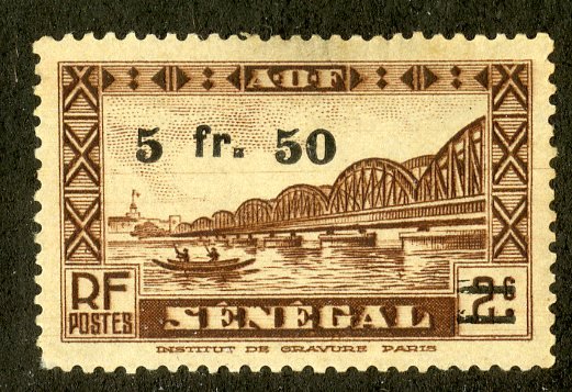 FRENCH WEST AFRICA 10 MH SCV $2.40 BIN $1.10 BOAT, BRIDGE