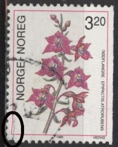 Norway 970 (used filler, torn) 3.20k common spotted orchid (1990)