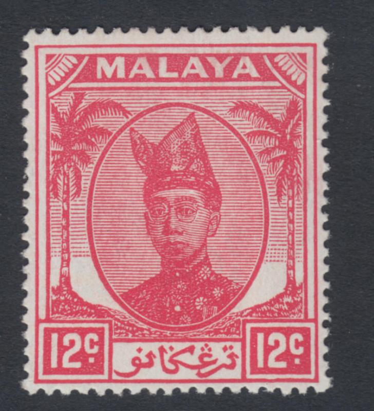 XG-P199 MALAYA - Trengganu, 1952 12C. Scarlet SG76 MNH