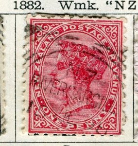 NEW ZEALAND; 1882 early classic QV Side Facer issue used 1d. value