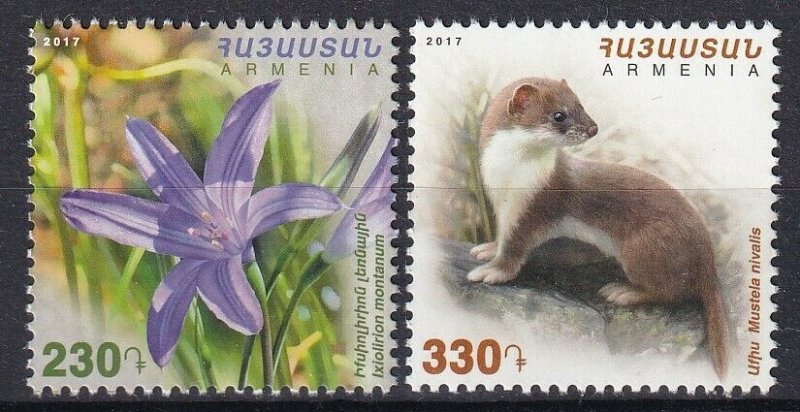 Armenia 2017 Animals, Flowers 2 MNH stamps