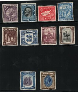 Cyprus #114 - #123 (SG #123 - #132) Very Fine Mint Original Gum Hinged Set