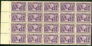 1893 COLUMBIAN 6¢ #235  LEFT MARGIN BLOCK OF 20. CAT $1990 as singles 11 NH