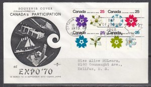 Canada Scott 511a Rose Craft FDC - EXPO '70