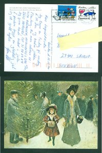 Denmark. Christmas Card. 1900/1990 Reprint. Mother,Child.Tree. Postal Used