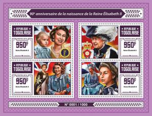 Togo 2016 MNH Queen Elizabeth II 90th Birthday Anniv 4v M/S Royalty QEII Stamps