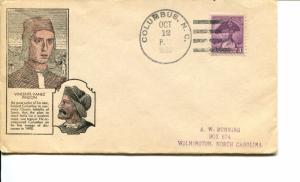 USA SC# 708 Columbus  cachet and cancellation