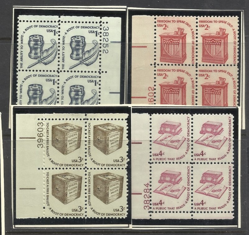 1581-2, 1584-5   1c-4c Pl# Blocks of 4 MNH F/VF Centering Nice mount included