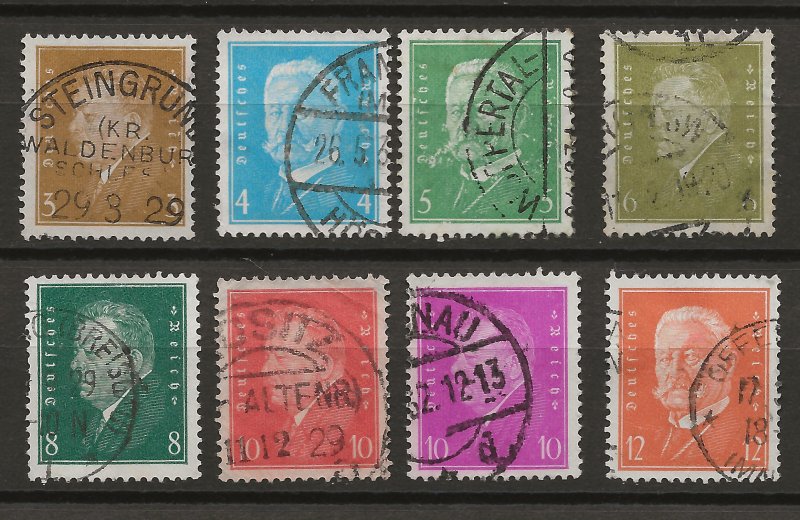 Germany 366-379, 381-84 Mi 410//466 Used VF 1928-32 SCV $32.50 (2 photos) (jr)