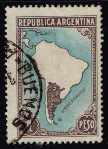 Argentina #536 Map of South America; Used (0.25)