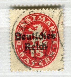 GERMANY; BAVARIA 1920 early Official Optd. issue fine used 15pf. value