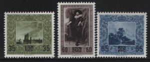 LIECHTENSTEIN 281-283 MINT HINGED SURCHARGED SET OF 1954