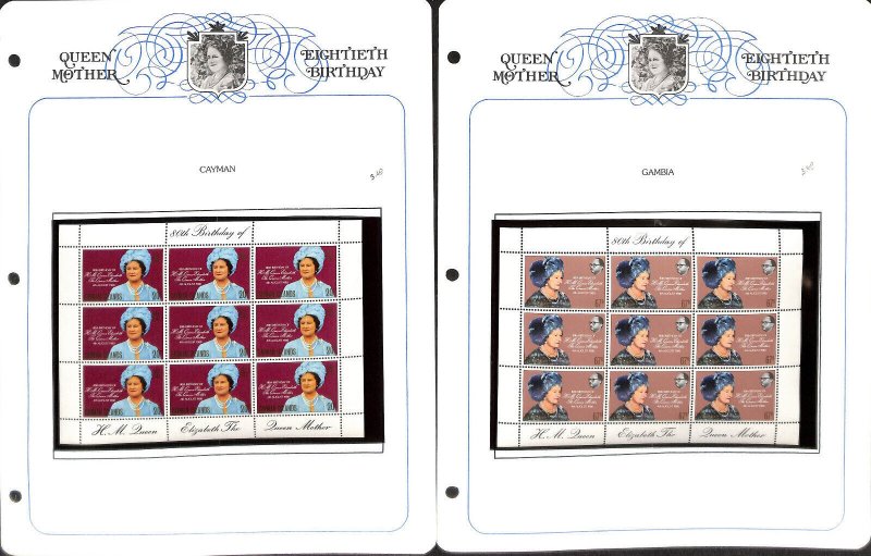British Colonies Stamp Collection on 41 Album Pages, 1980 Queen Birthday MNH