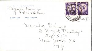 United States New Mexico Portales 1958 double ring  3c Liberty (2) Airmail.