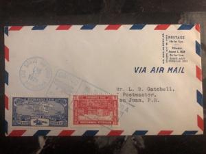 1929 St Domingo Dominican Republic first flight cover FFC To San Juan Puerto Ric