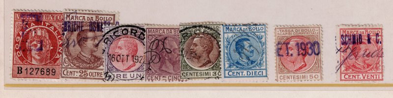 Italy 8 Different Revenue Stamps Used - S32134