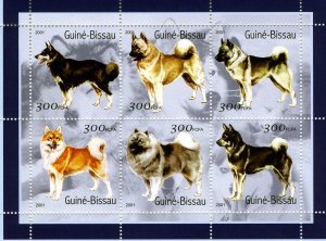 Guinea-Bissau MNH S/S Various Dogs 2001 6 Stamps