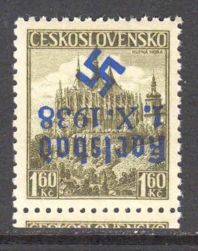 CZECHOSLOVAKIA 240 ERROR KARLSBAD LOCAL BLUE INVERTED OVERPRINT OG NH U/M VF #2