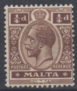 Malta Scott 66 - SG97, 1921 George V 1/4d MH*