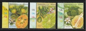 Malaysia 2019 Malaysian Citrus Set of 3V with Margin Plate 1A MNH