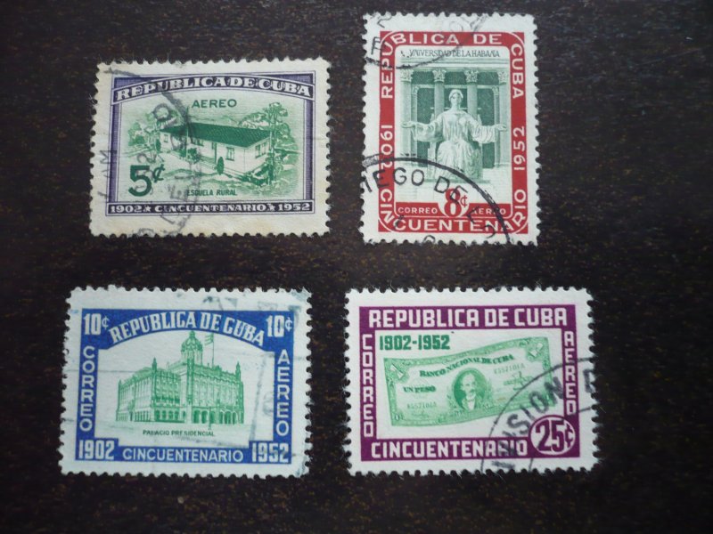Stamps - Cuba - Scott# C57-C60 -Used Set of 4 Air Mail Stamps
