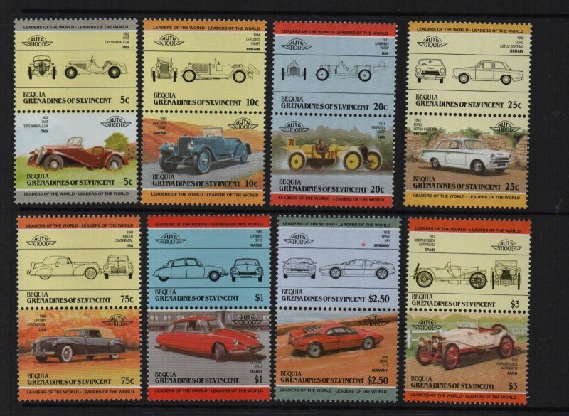Thematic stamps ST VINCENT GRENADINES BEQUIA 1986 UNION IS CARS 16v mint