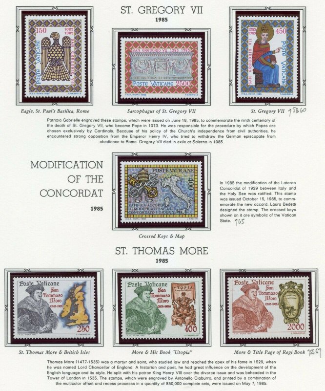 VATICAN CITY 1984 COMPLETE YEAR SET STAMPS MINT NH & BOOKLET ON WHITE ACE  PAGES