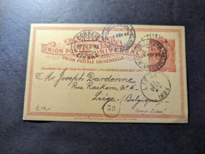 1892 Uruguay Postcard Cover to Liege Belgium via Lisbon Portugal