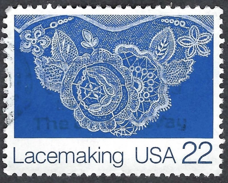 United States #2353 22¢ Folk Art - Lacemaking (1987). Used.