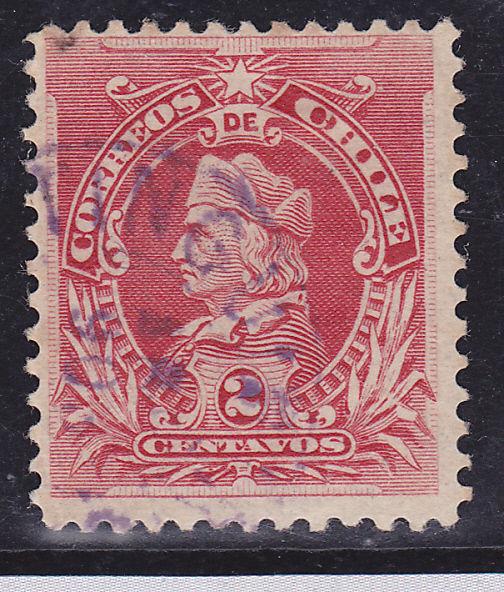 CHILE VIOLET CANCEL  USED COLUMBUS STAMP