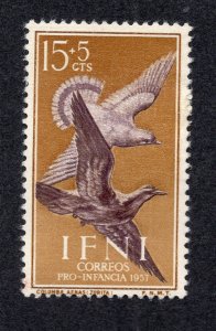 Ifni 1957 15c + 5c Doves, Scott B30 MH, value = 35c