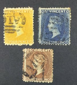 MOMEN: ST VINCENT SG #12-14 1869 USED £410 LOT #61662