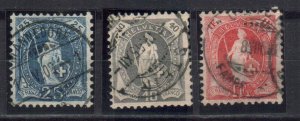 SWITZERLAND STAMPS, 1899 Mi.#67, 68, 70. USED