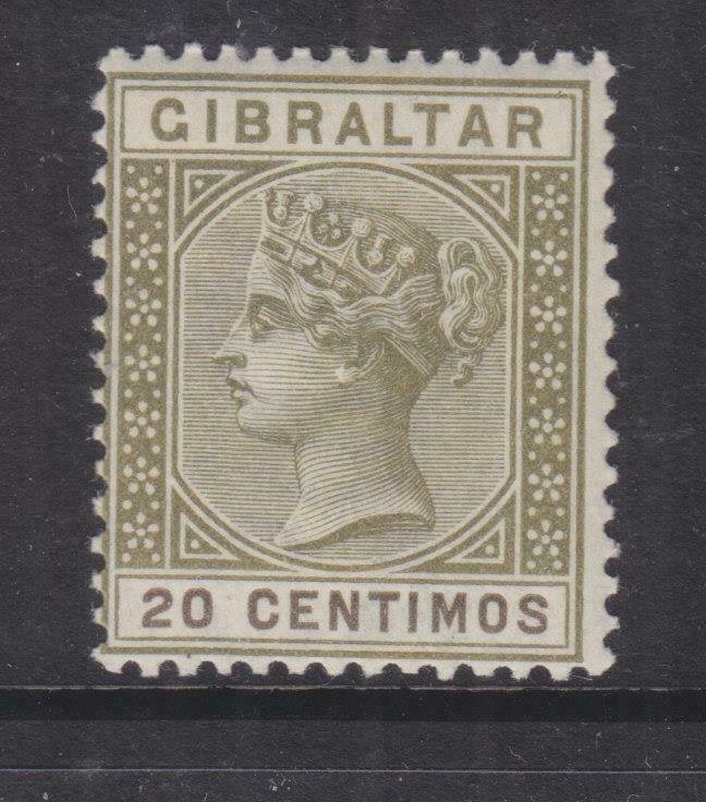 GIBRALTAR, 1896 20c. Olive Green, mnh.