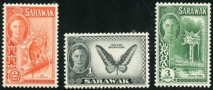 Sarawak Scott 180-82 Unused VFHOG - 1950 Sarawak Culture Short Set - SCV $1.55