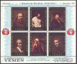 Yemen - Royalist 1967 Rembrandt perf m/sheet containing s...