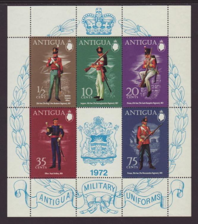 Antigua 287a Miltary Uniforms Miniature Sheet MNH VF