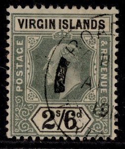 BRITISH VIRGIN ISLANDS EDVII SG61, 2s 6d green & black, USED. Cat £55.