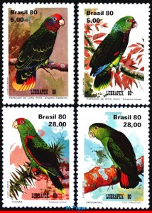 1715-18 BRAZIL 1980 PARROTS, BIRDS, LUBRAPEX 80, EXHIBITION PHILATELY, SET MNH