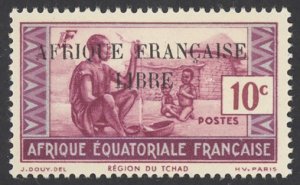 French Equitorial Africa Sc# 85 MH 1940-1941 10c Overprint