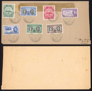 Turks and Caicos 1948 Set of 7 on a First Day Cover