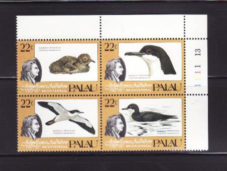 Palau 66a Plate Block Set MNH Birds (B)